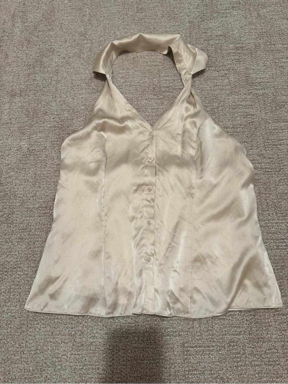 Reformation Erin silk blouse 8 ivory collared button down halter top